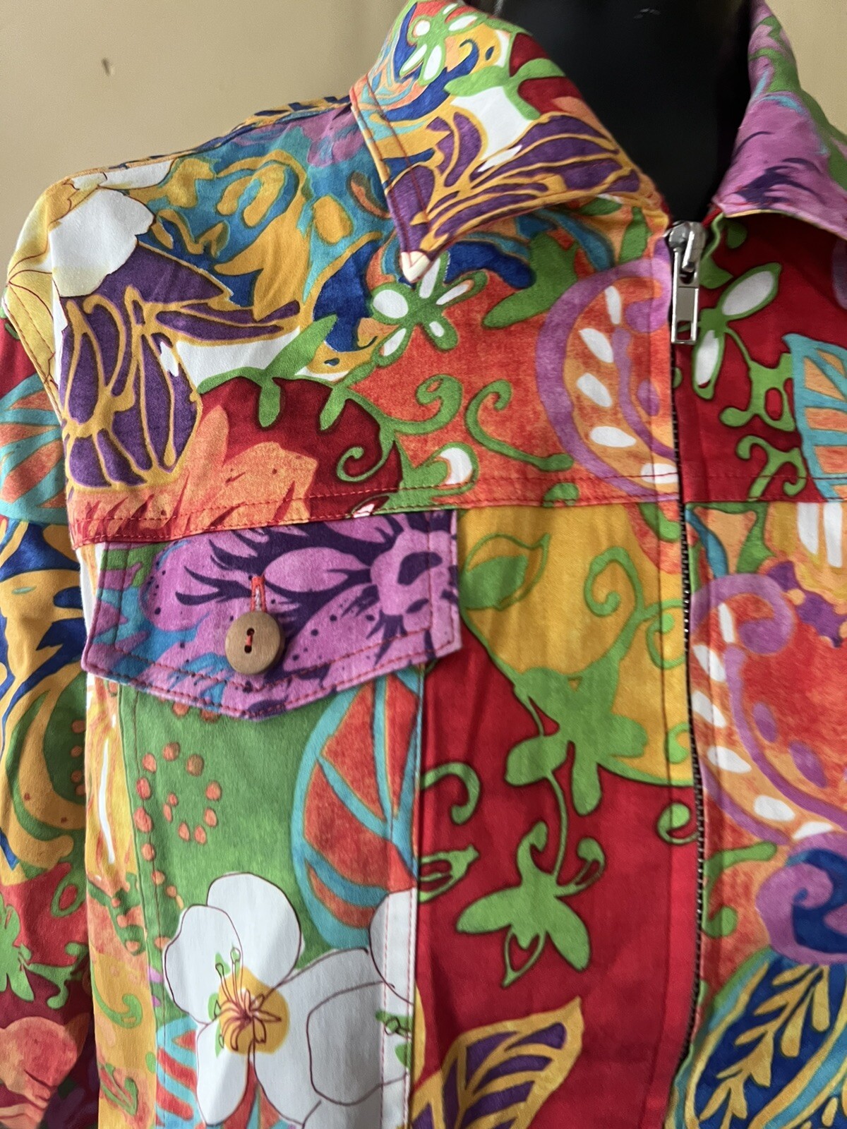 COLDWATER CREEK Stretch Cotton Colorful Floral Ja… - image 2