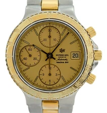 Raymond Weil 38mm Amadeus 200 Automatic Chronograph Gold Dial Watch! Ref: 7703!