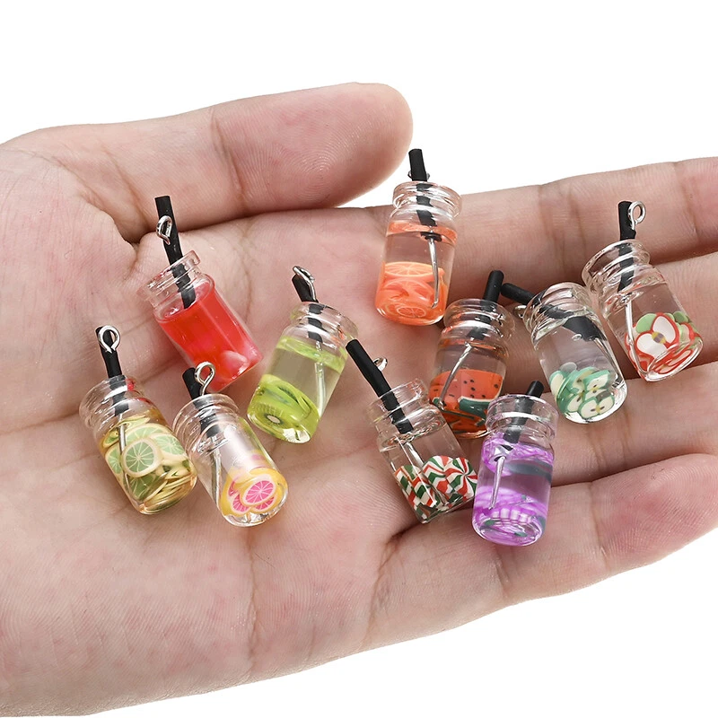 10pcs/pack Water Bottle Resin Charms Mini Bottles Charm Pendants Jewelry  Making