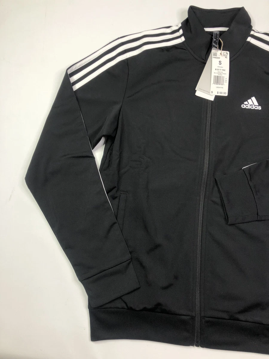 ADIDAS MENS TRACK JACKET M 3 STRIPES TT H46099 BLACK WHITE Mens SIZE Small NEW