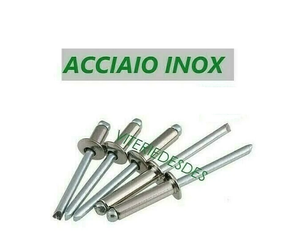 RIVETTI INOX A STRAPPO TUTTO IN ACCIAIO INOX A2 D.3-3,2-4-4,8 VARIE LUNGHEZZE - Immagine 3 di 4