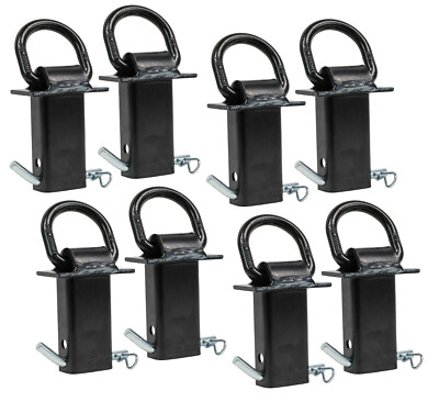 (8 Pack) Heavy Duty Trailer Stake Pocket -Small 5/8 Inch Forged D Ring Black ...