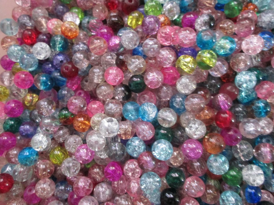 CRYSTAL GLASS CZECH BEADS, ROUND, 8 MM, CRACKLE 200 CHARMS SPACERS FINDINGS - Image 2 of 4