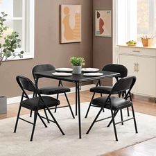 1 or 5 Pcs Portable Folding Card Table Square or Chairs Set w/Vinyl Upholstery