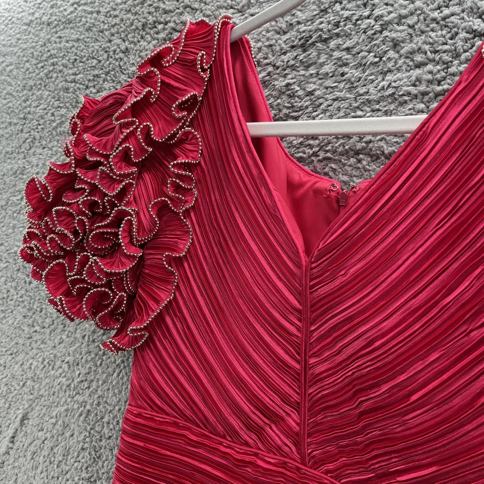 Vestido De Colección Años 80 Lillie Rubin Para Mujer 10 Rojo Plisado Plisado Manga Abullonada Vestido Dinastía Foto 3 de 4