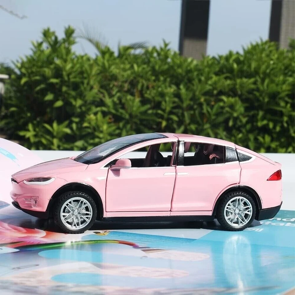 Brinquedos eletrônicos de metal fundido modelo carro liga leve Tesla Model X 1:32 - Imagem 4 de 4