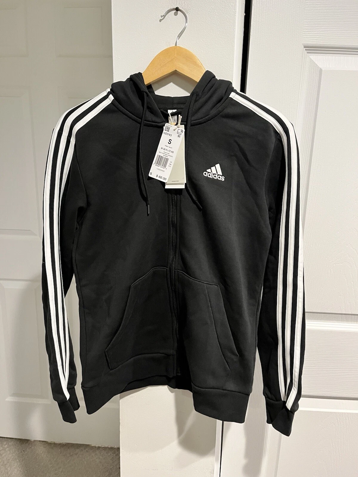 Felpa con cappuccio Adidas donna Essentials 3S full zip taglia small nuova con etichetta