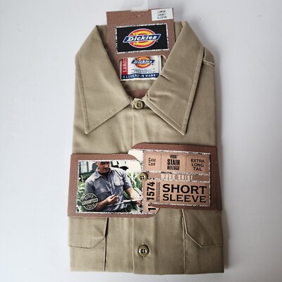 Dickies 1574 Short Sleeve Work Shirt Khaki Mens Size Large 1574KH