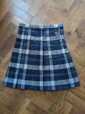 NEU Mädchen blau kariert Uniform direkt Faltenrock 30W 22L
