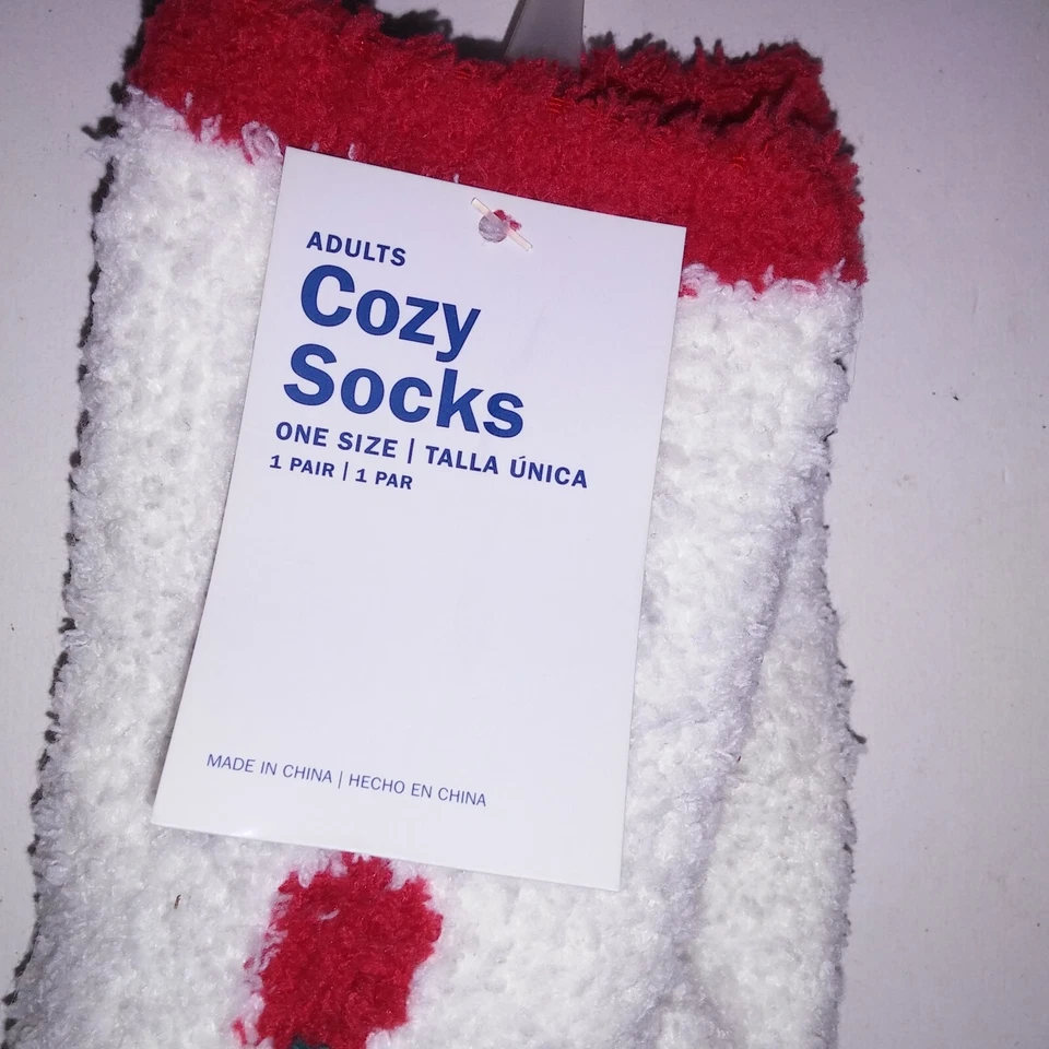 Old Navy 舒适袜 均码 成人 白色 红色 圣诞精灵 全新 — 第 4/4 张图片