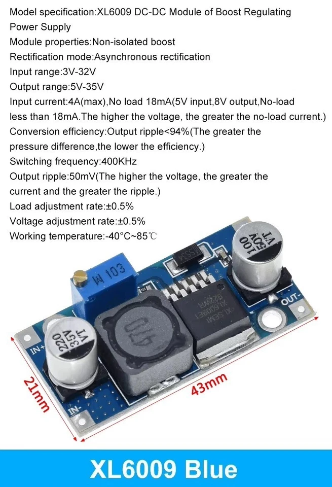 XL6009 4A Step Up / Down Boost Modul DC-DC Converter Spannungswandler Arduino - Bild 3 von 4