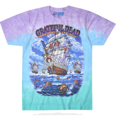 GRATEFUL DEAD-SHIP OF FOOLS-2 Sdd TIE DYE T-SHIRT S-M-L-XL-2X,3X,4X,5X,6X Garcia