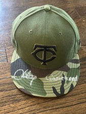 HECTOR SANTIAGO SIGNED GAME USED BASEBALL HAT AUTO MINNESOTA TWINS CAMO