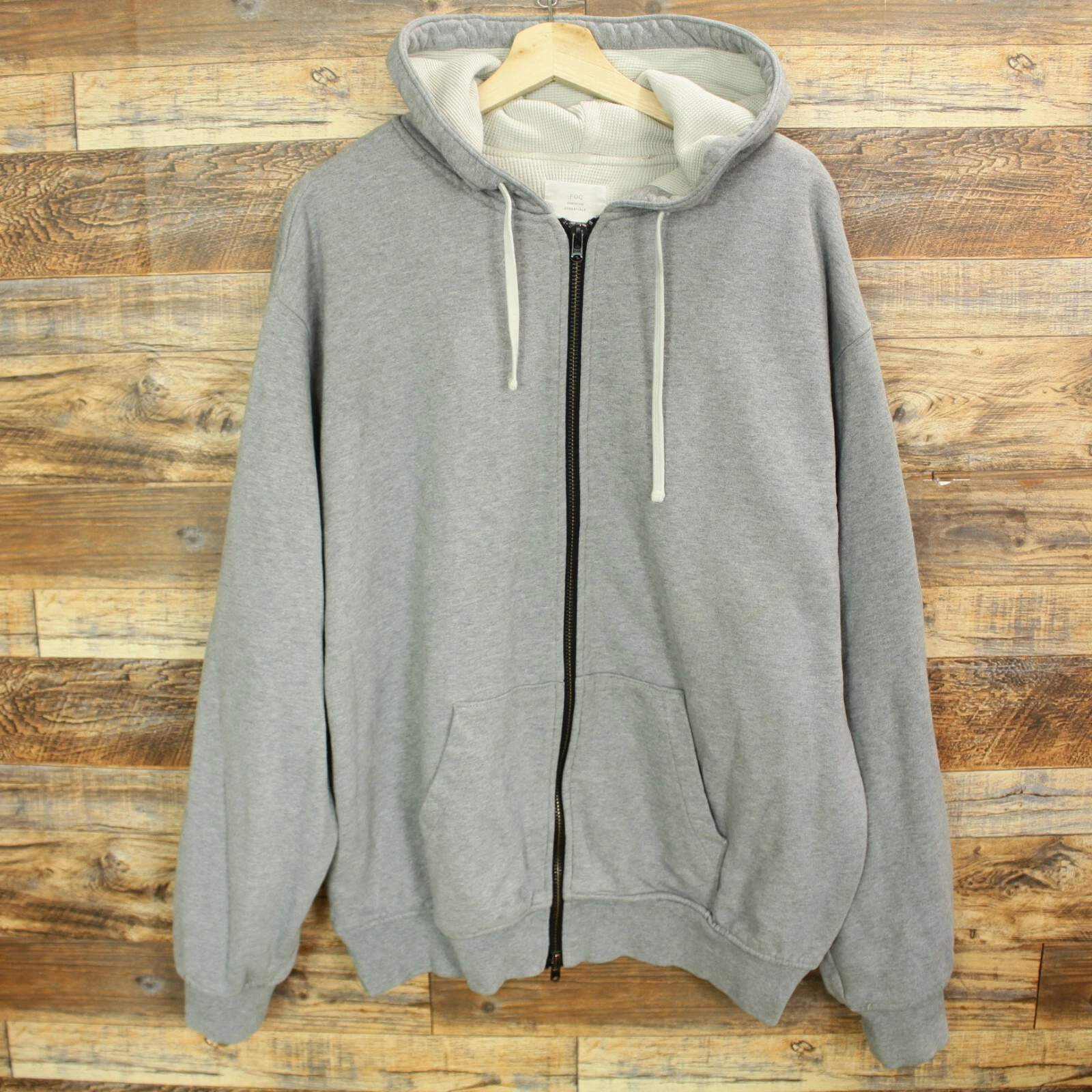 Felpa con cappuccio uomo Fear of God Essential L cotone grigio full zip
