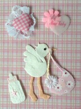 4 Baby Girl girls babies pink Handmade Embellishments shower Cards Scrapbook