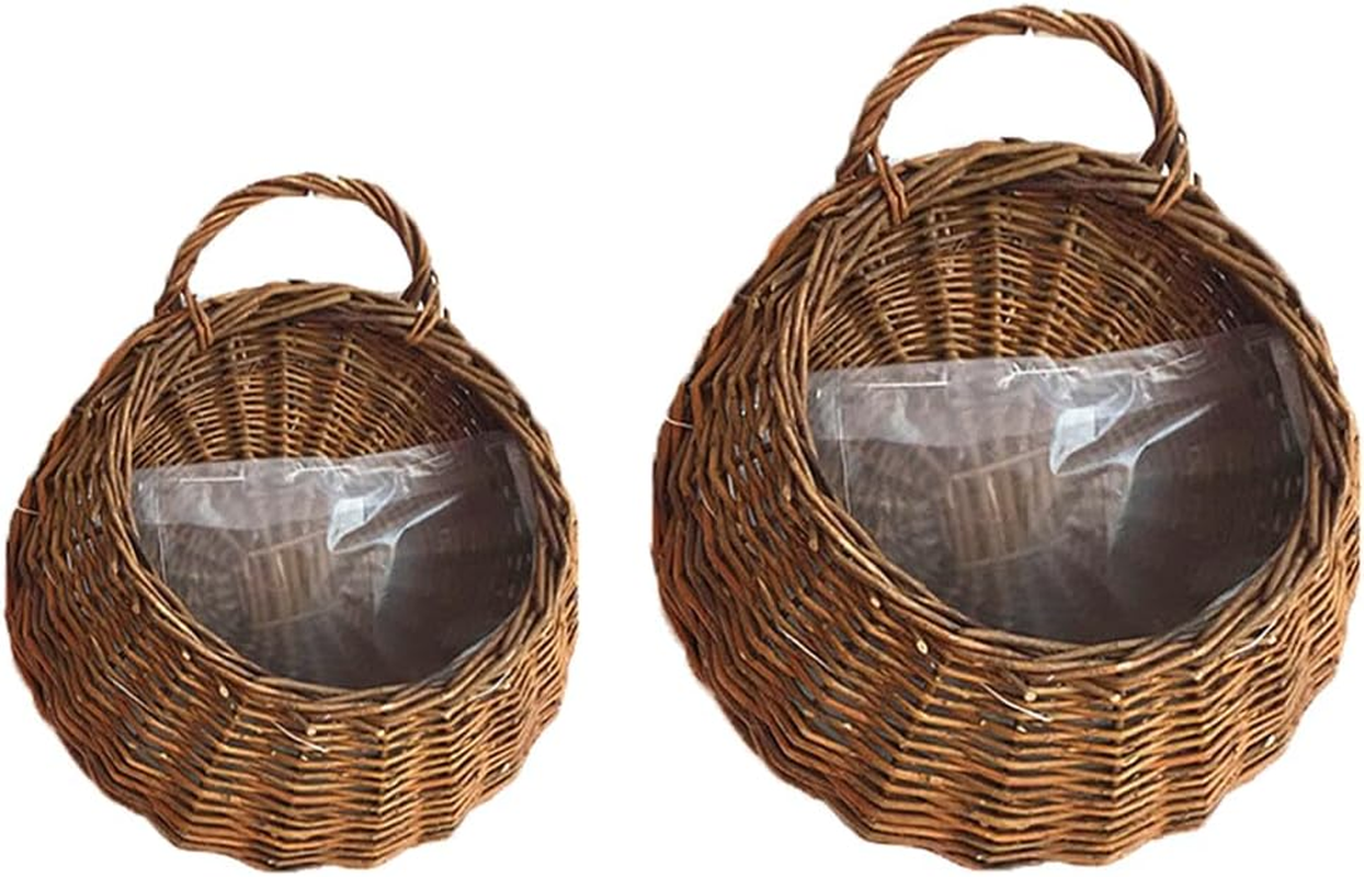 2Pcs round Hanging Planter Burlap Flower Basket Flower Hanging Basket Wall Hangi
