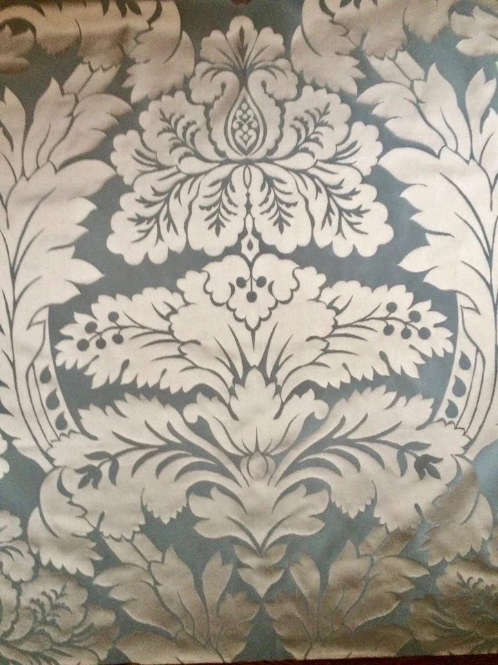 DESIGNERS GUILD/LORCA Large Scale Silk Damask steel blue silvery taupe  2+ yds  - Image 2 of 4