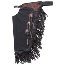 Tough-1 Leather Floral Tooled Cowboy Chinks Medium
