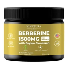VINATURA Berberine 1500mg - Berberine Supplement with Ceylon Cinnamon Max Pot...
