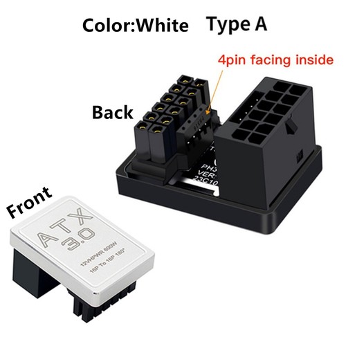 ATX3.0 12VHPWR 12+4 16Pin 600W Power Supply Adapter 180 Degree Turn Connectors t - Picture 15 of 16