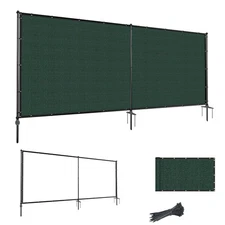 6'Hx12'W Outdoor Freestanding Privacy Screen Fence Panels with Iron Poles, Me...