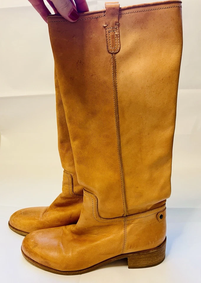 Botas de Equitação Sundance Itália Joelho Alto Couro Marrom Tamanho 39 Tamanho 8.5 - Imagem 3 de 4