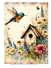 Hummingbird Birdhouse | A4 Rice Paper | Paper for Decoupage | Decoupage Central
