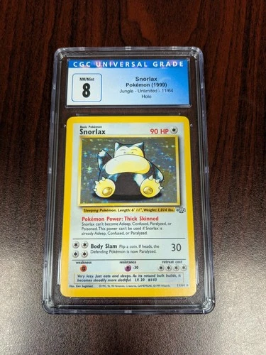 Snorlax 11/64 Jungle Holo (Blue Label CGC 8, NM/Mint)