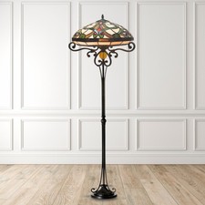 Elegant Tiffany-Style Handcrafted Stained Glass Floor Lamp  Classic Vintage Look