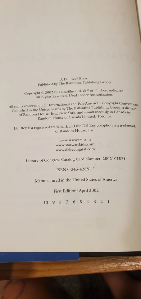 LOT Of 2 STAR WARS Phantom Menace / Attack of the Clones 1st Edition Book 1/2 - Image 3 of 4