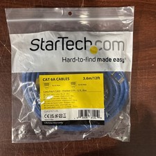 STARTECH 12ft CAT 6a Patch Cable Shielded Blue Ethernet Rj45 male Cord New