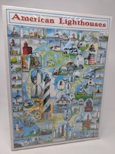 American Lighthouses Map 1000 Piece Jigsaw Puzzle Coastal Map Sealed New