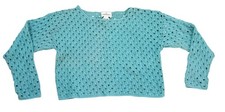 Vintage 90s Express Sweater Women's Size Small S Crochet Long Sleeve Green READ