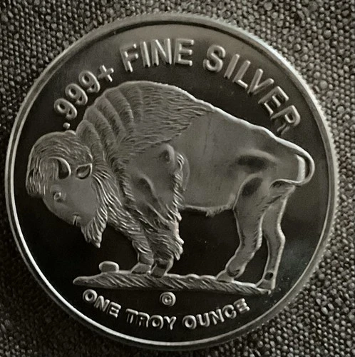 One Troy Ounce Round .999 Silver, Buffalo/Indian Head Design.