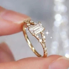 2CT Emerald Cut Lab-Created Diamond Women's Wedding Ring 14K Yellow Gold Plated