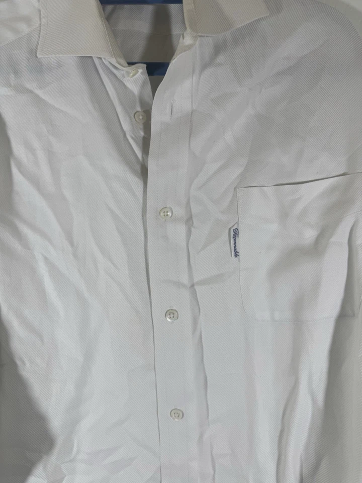 Camisa de vestir de colección Faconnable para hombre talla 16 blanca todo algodón manga larga Foto 4 de 4