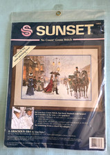 NIP 1994 Dimensions Sunset No Count Cross Stitch Kit 13923 Gracious Era 18"X12"