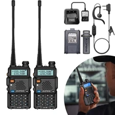 2 Pack Baofeng UV-5R USB Two way Radios VHF UHF FM Transceiver Ham Walkie Talkie