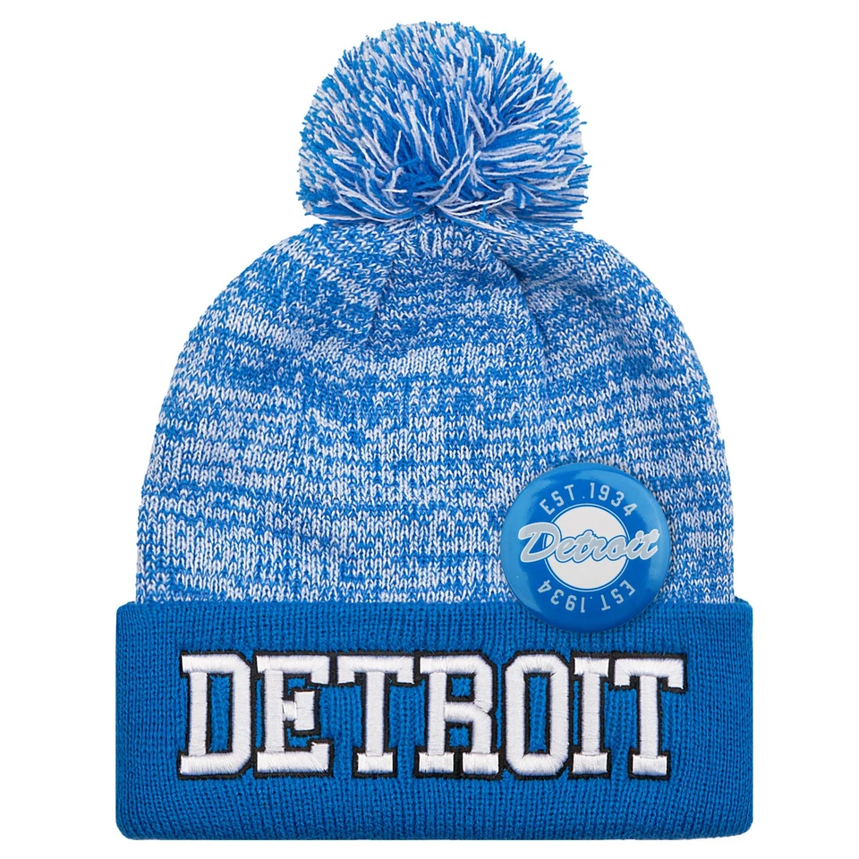 Detroit Football Team Knitted Winter Pompom Hat Cuffed embroidery Beanie - Image 2 of 4