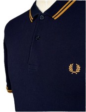 Fred Perry M3600 Polo Mens XL Navy/Caramel Ska Indie Mod Scooter Casuals Skins
