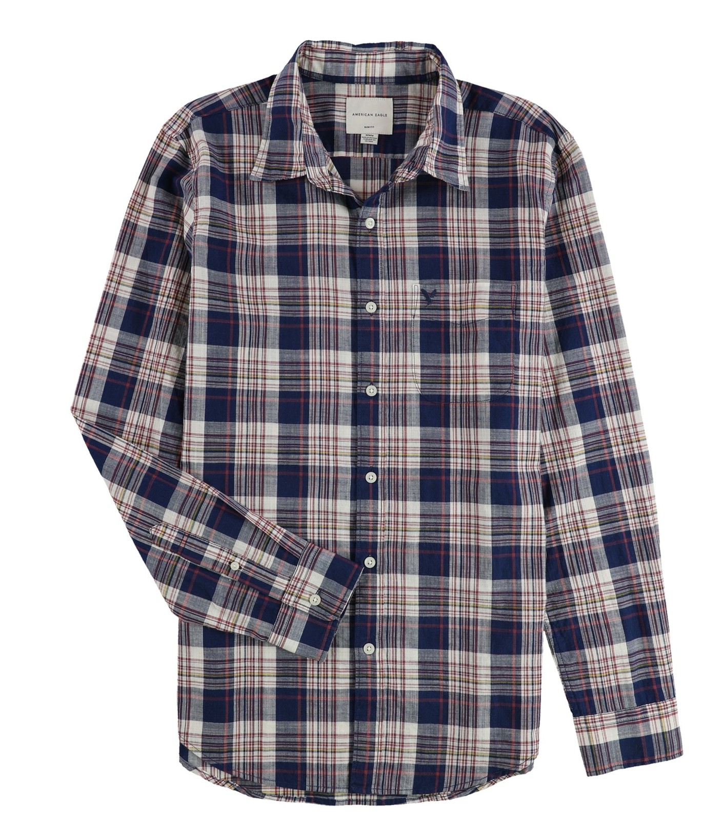 Мужская рубашка American Eagle Madras на пуговицах синий Средний размер 3590₽