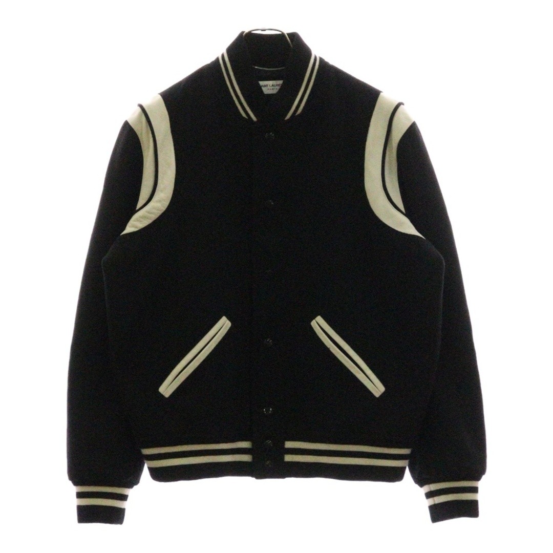 SAINT LAURENT PARIS TEDDY JACKET PELLE BORDO LANA MAGLIONE STADIO NERO Usa