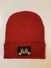 Grinch Heart Hands Knit Beanie Hat