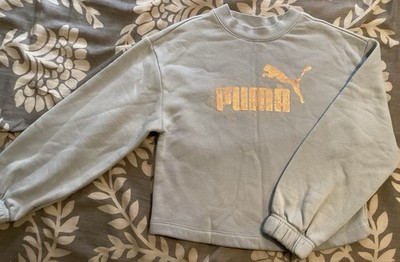 PUMA Light Blue Logo Pullover Sweatshirt Girls M (8-10)