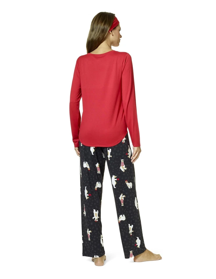 Conjunto de pijama de jersey suave atemporal HUE para mujer comodidad para dormir multi gráfico Foto 3 de 4