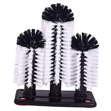 Water Bottle Cleaning Brush Glass Cup Washer with Suction Base 3 Head Bristle