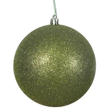 Vickerman N590714DG Olive Glitter Drilled Ball Ornament  2.75 in. - 12 per Bag