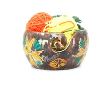 Handcrafted Mango Wood Yarn Bowl – Unique Multi-Color Design, Perfect Yarn Bowl