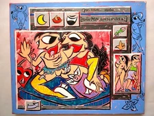"Amorous Play" by Martine Orsoni,  original acrylic painting on canvas , signed