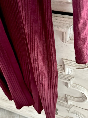 NEW Burgundy WHITE HOUSE BLACK MARKET Ribbed Knit Duster Jacket XXS XS 0 2 4 - 第 3/5 張圖片